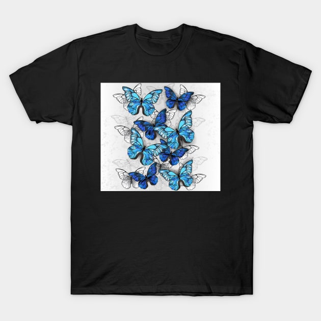 Composition of White and Blue Butterflies T-Shirt by Blackmoon9